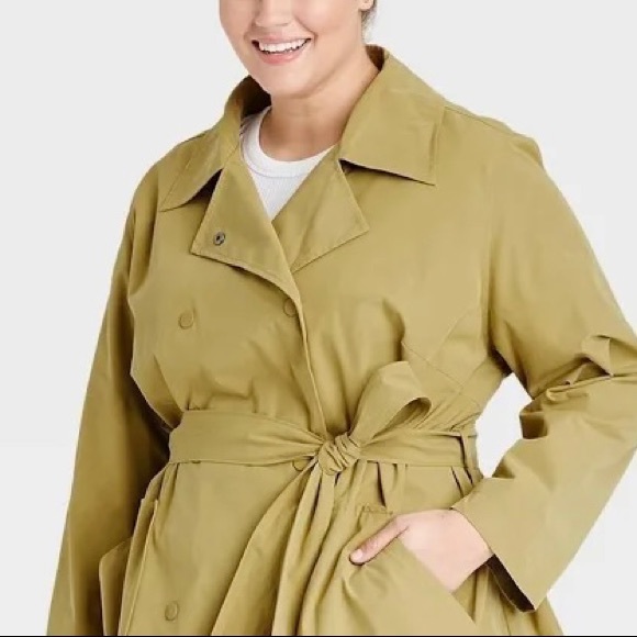 Ava & Viv Women's Plus Size Trench Coat-Green(olive) - Picture 4 of 6